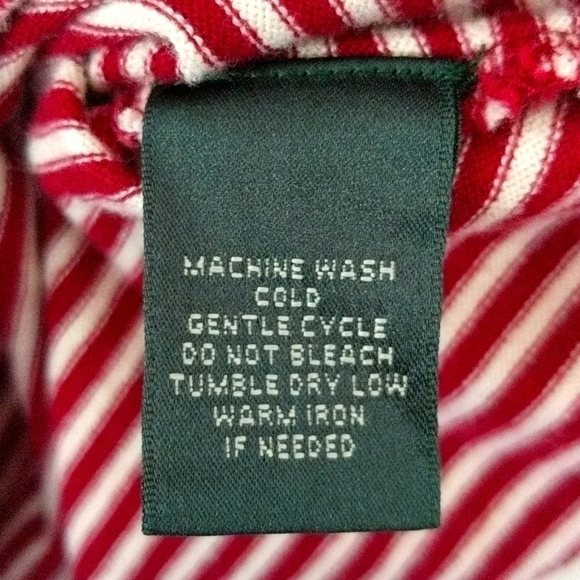 Lauren Ralph Lauren Striped Round Neck Long Roll Tab Sleeve Top Red White XS - Picture 5 of 14